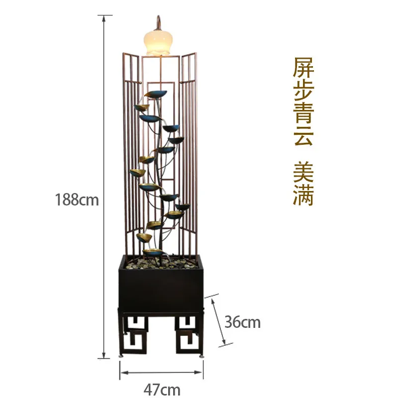 CX new Chinese wrought iron screen partition flowing water landscape living room decoration