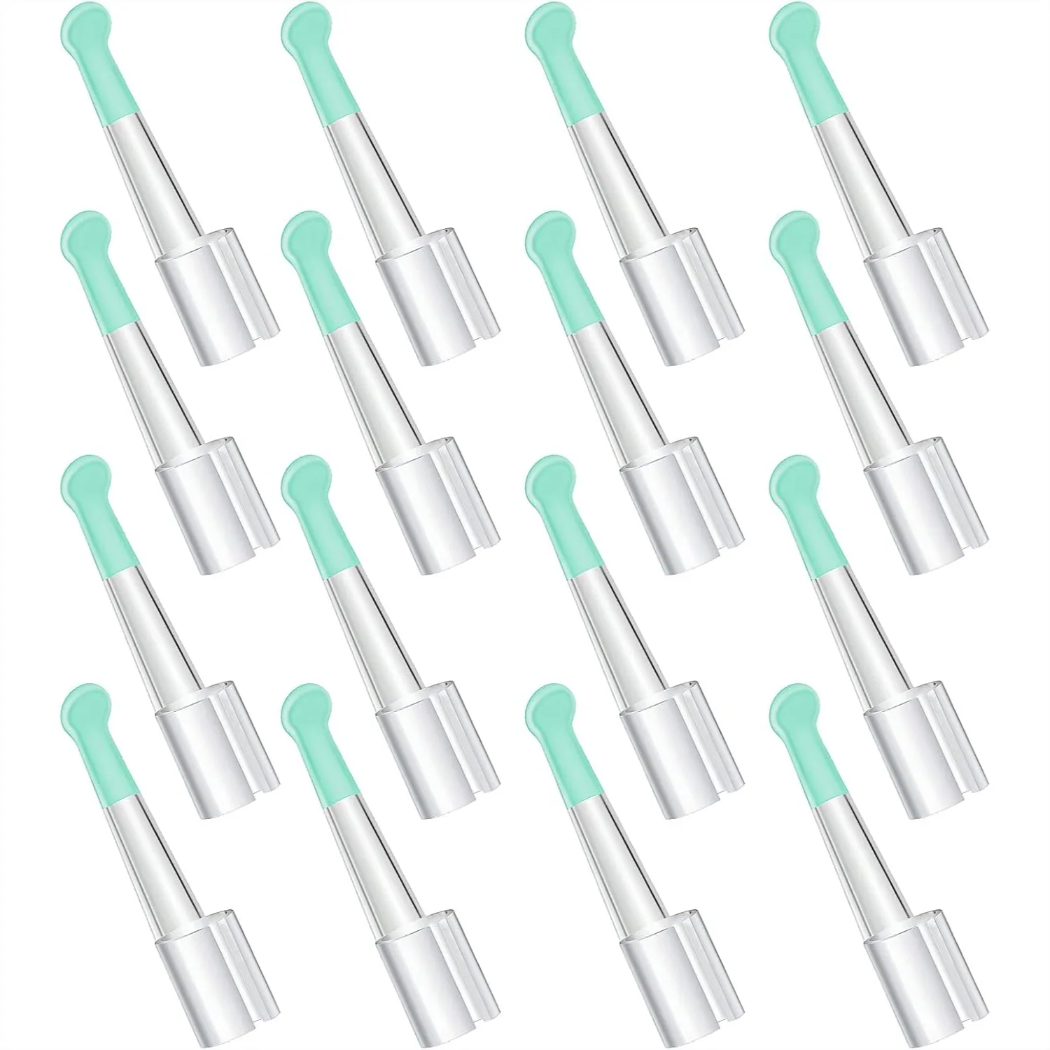 

16 Pcs Ear Spoon Tips Replacement for Ear Wax Removal with Soft Silicone, Compatible with 3.5mm Otoscope, Light Green
