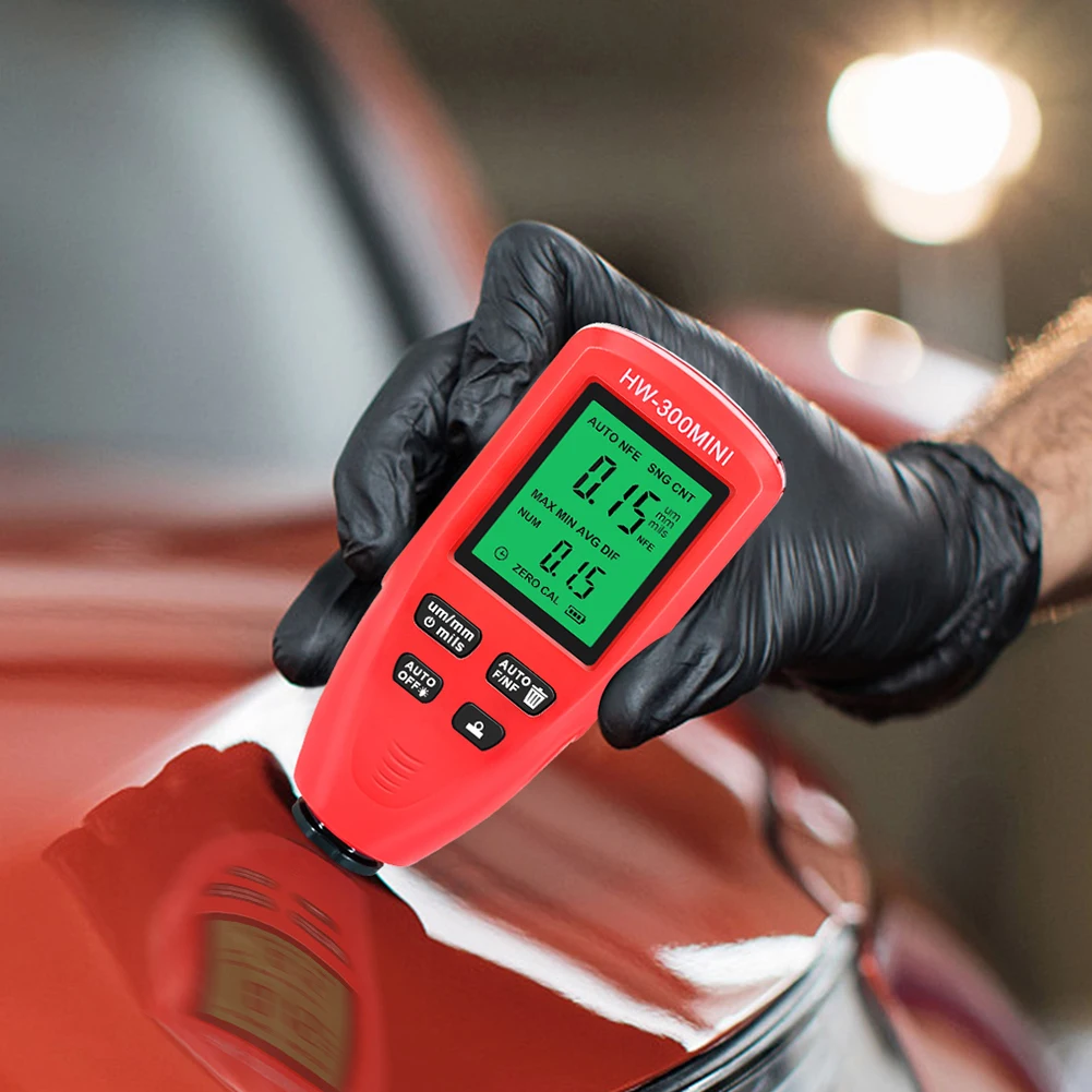 

HW-300MINI Coating Thickness Gauge 0-2000UM Car Paint Film Tester Portable Car Coating Thickness Measurer for Cars Auto Vehicle
