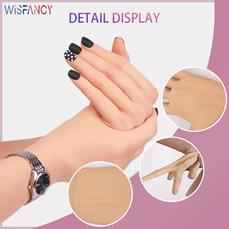 1 Pair Female Simulation Silicone Female Hand Gloves with Nail Prosthesis Sleeves Crossdresser Transgender Shemale Drag Queen