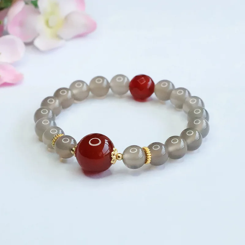 

Natural Jade Red Agate White Crystal Tiger's Eyes Stone Aventurine Chalcedony Personalized Couple Bracelet for Women Men YBR1021