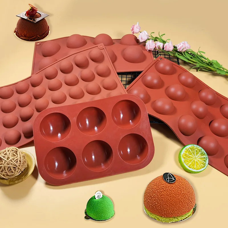 6/15/35 Holes Half Ball Sphere Round Silicone Mold 3D Brownie Pudding Mousse Chocolate Dessert DIY Baking Cake Decoration Tools