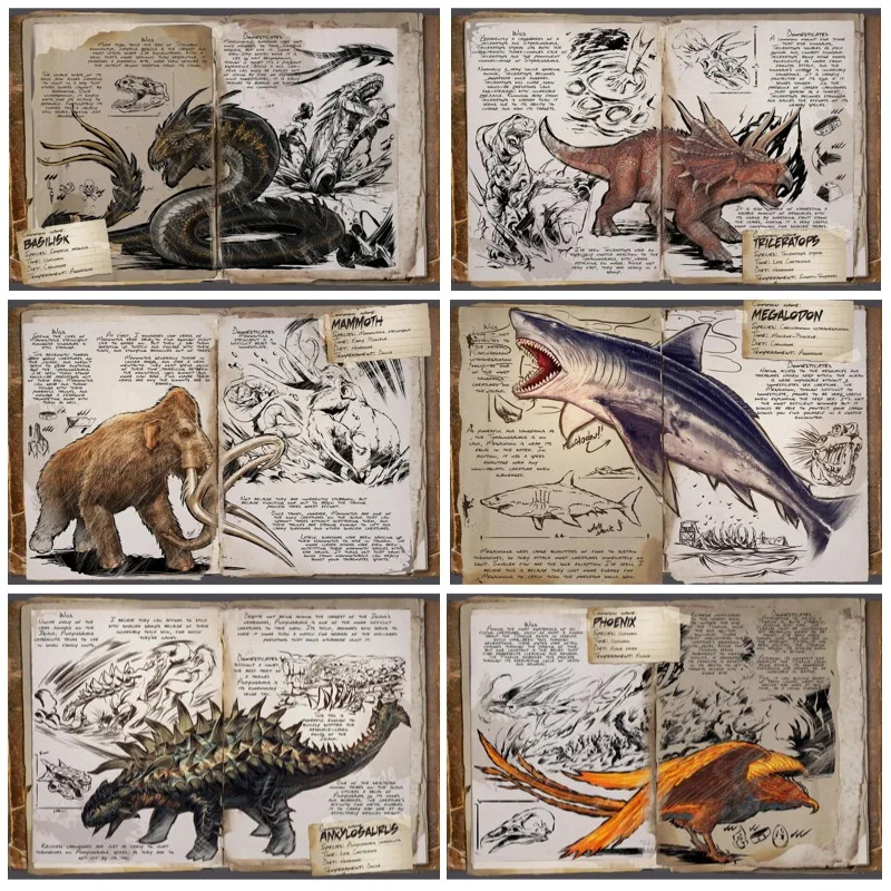 Peinture murale modulaire moderne sur toile, affiche imprimée du jeu de survie Ark Survival Evolved, images de dinosaures, décoration de salon et de maison
