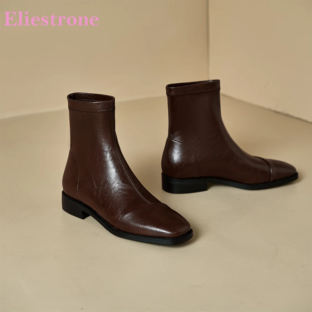 

2025 New Autumn Fashion Black Brown Women Ankle Boots Sexy Low Chunky Heel Lady Dress Shoes Plus Small Big Size 10 32 43 46