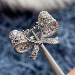 MeiBaPJ Inlay Heart-shaped 10mm Gemstone Ring DIY Empty Holders Women S925 Sterling Silver Advanced Luxury Fine Charm Jewelry