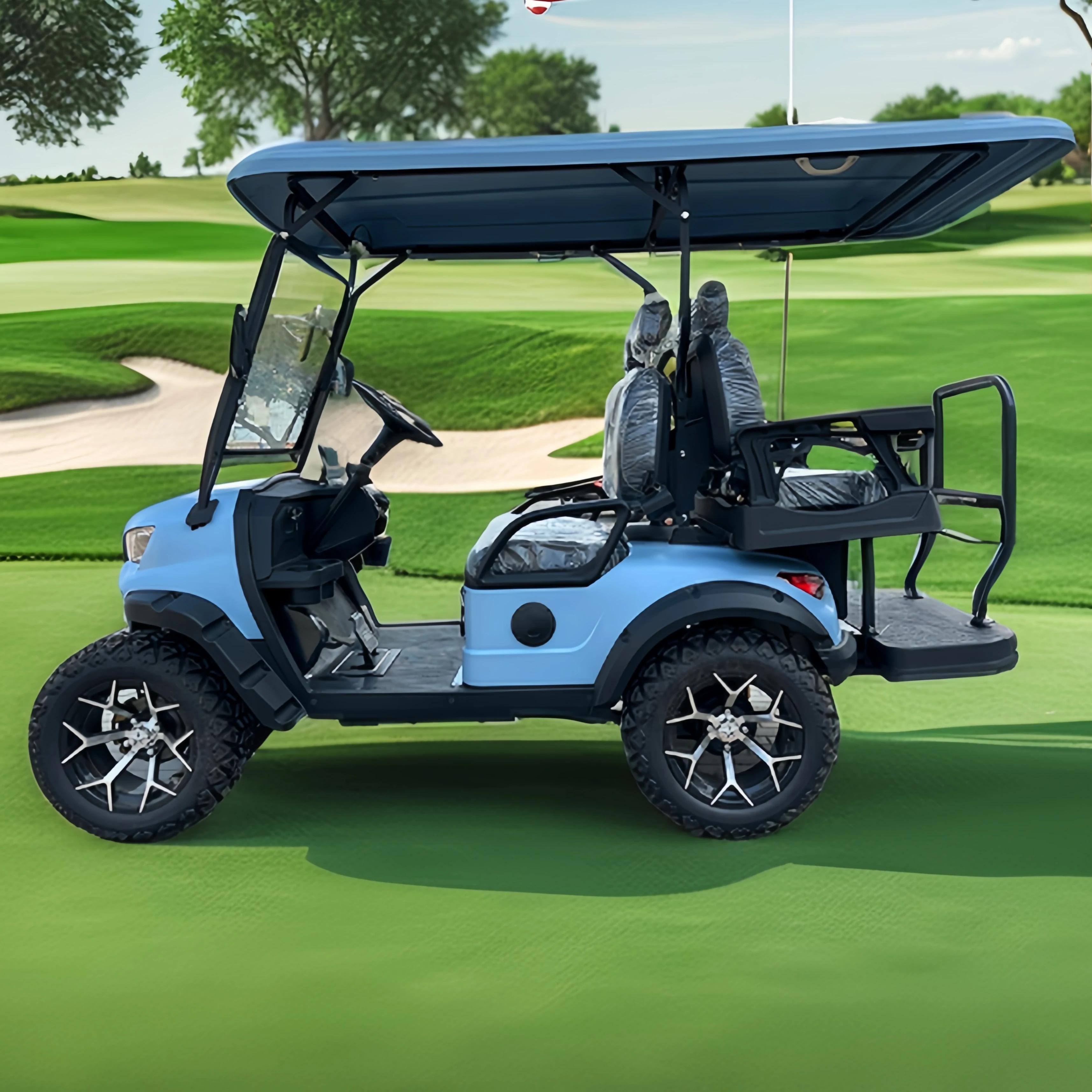 وافق CE 72 فولت التيار المتناوب نظام بطارية ليثيوم الصين 2 مقاعد الكهربائية فائدة جولف عربات التي تجرها الدواب سيارة توليد الطاقة الشمسية #5