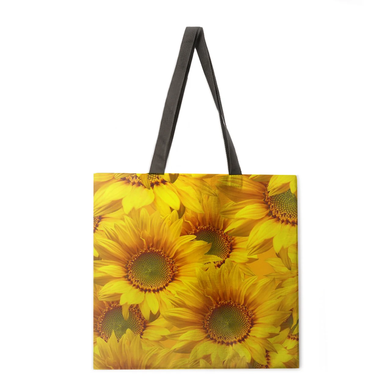 

Oil painting sunflower linen bag handbag light shoulder bag large capacity eco-friendly shopping bag tote bag