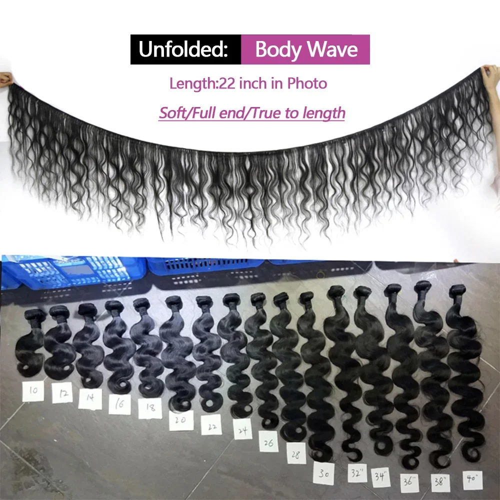 12A 24inch Body Wave Human Hair Bundles 100% Brazilian Raw Human Hair 1/3/4 Bundles for Women Thick Bundles 3 Days Delivery 10-32Inch Bundles 100%