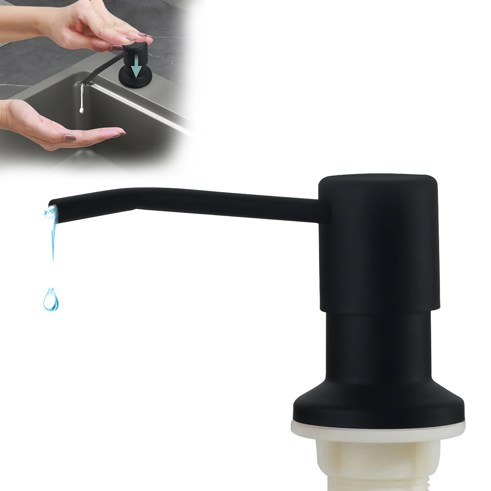 Soap Pump 304 Stsninless Steel Kitchen Sink Built in Soap Dispenser Dish Soap Press Pump Head with Extension Tube kit Brushed