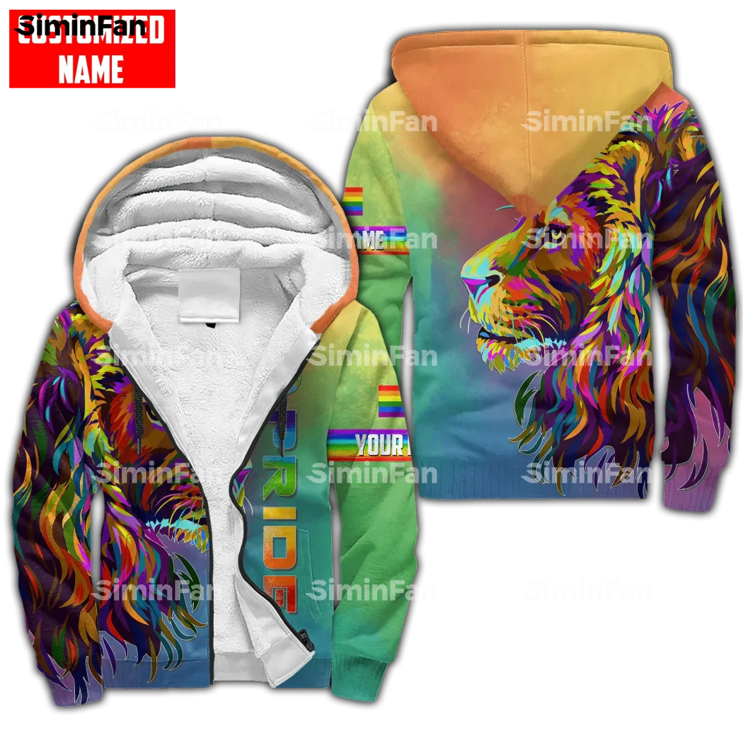 

LGBT LION PRIDE RAINBOW 3D Full Print Warm Flannel Jacket Fleece Zipper Hoodie Winter Thicken Coat Windproof Outwear Pullover 03
