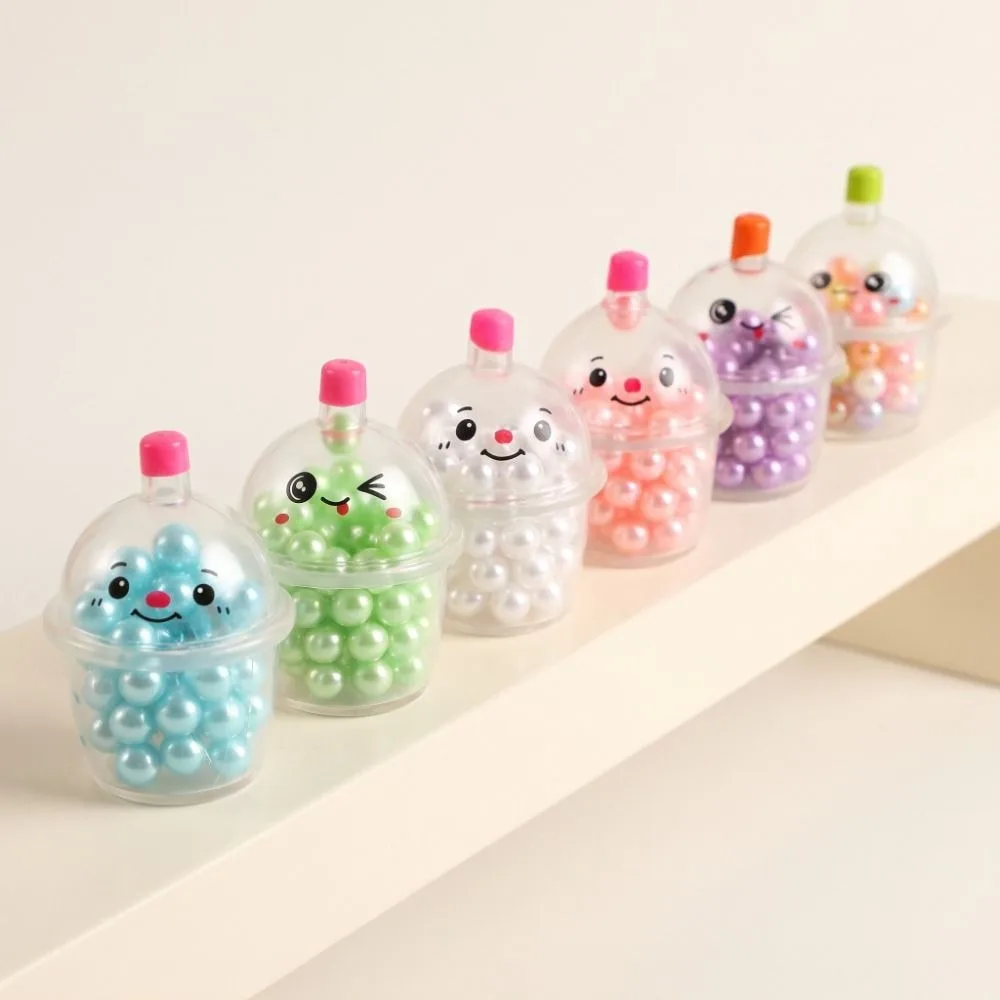 Creative Pearl Milk Tea Cup Squeeze Toy Slow-Rebound Handmade Pearls Ball Pinching Fun Toy Portable Fuuny Bubble Tea Cup Toy