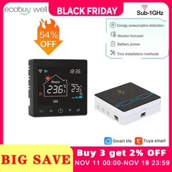 Tuya Smart Home Wifi Wireless Thermostat RF แบตเตอรี่หม้อต้มแก๊สเครื่องทําความร้อนอุณหภูมิแบบดิจิตอล Controller Alexa Google Home