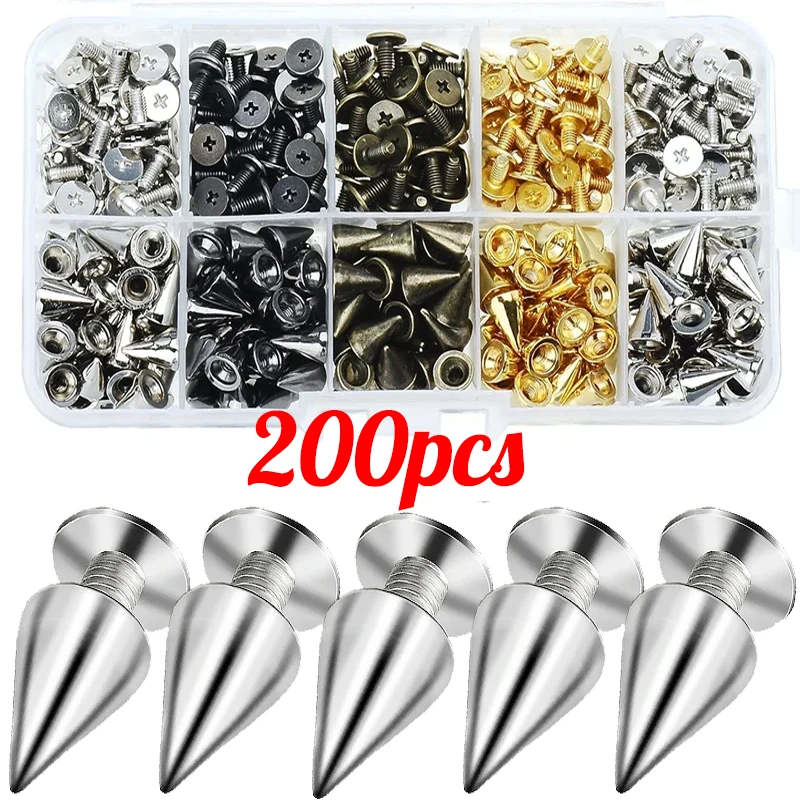 سبيكة المسامير مخروط ترصيع برشام رصاصة المسامير مخروط المسمار ترصيع للملابس الأحذية حقيبة طوق الجلود الحرفية الشرير الصخرة مخروط المسامير