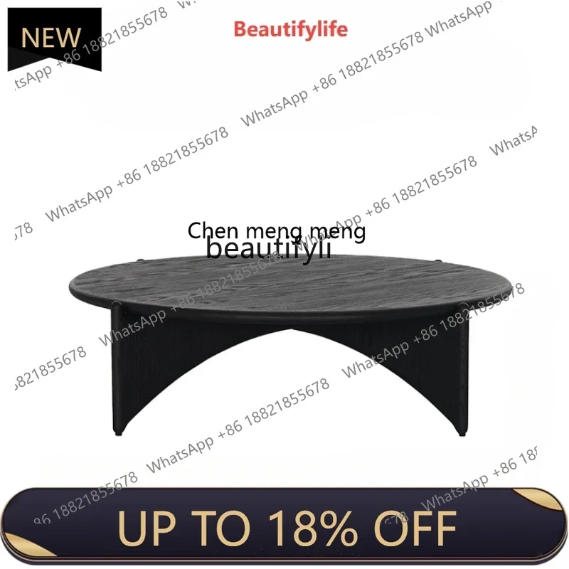 

P178 French Style Mid-Ancient Black Retro Creative Simple Solid Wood Living Room Quiet Style Home Tea Table Italian American St