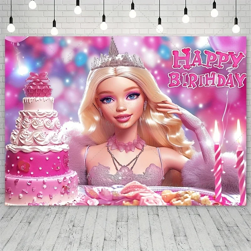 Barbie compleanno sfondo panno lettera ragazza torta di compleanno decorazione della festa disposizione Baby Shower fotografia puntelli