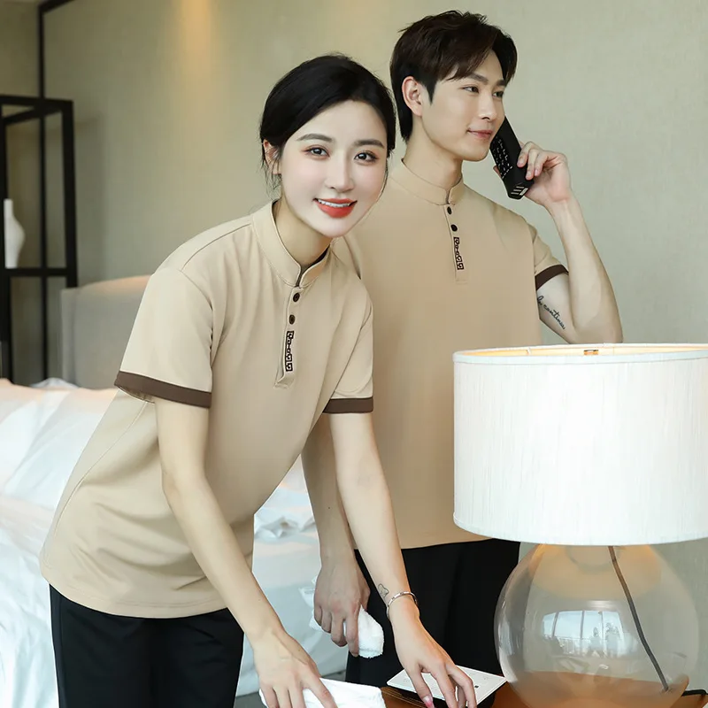 Cleaning Work Clothes Short Sleeve T-shirt Hotel Guest Room Property Aunt Large Size Pa Cleaning Waiter Summer Clothes