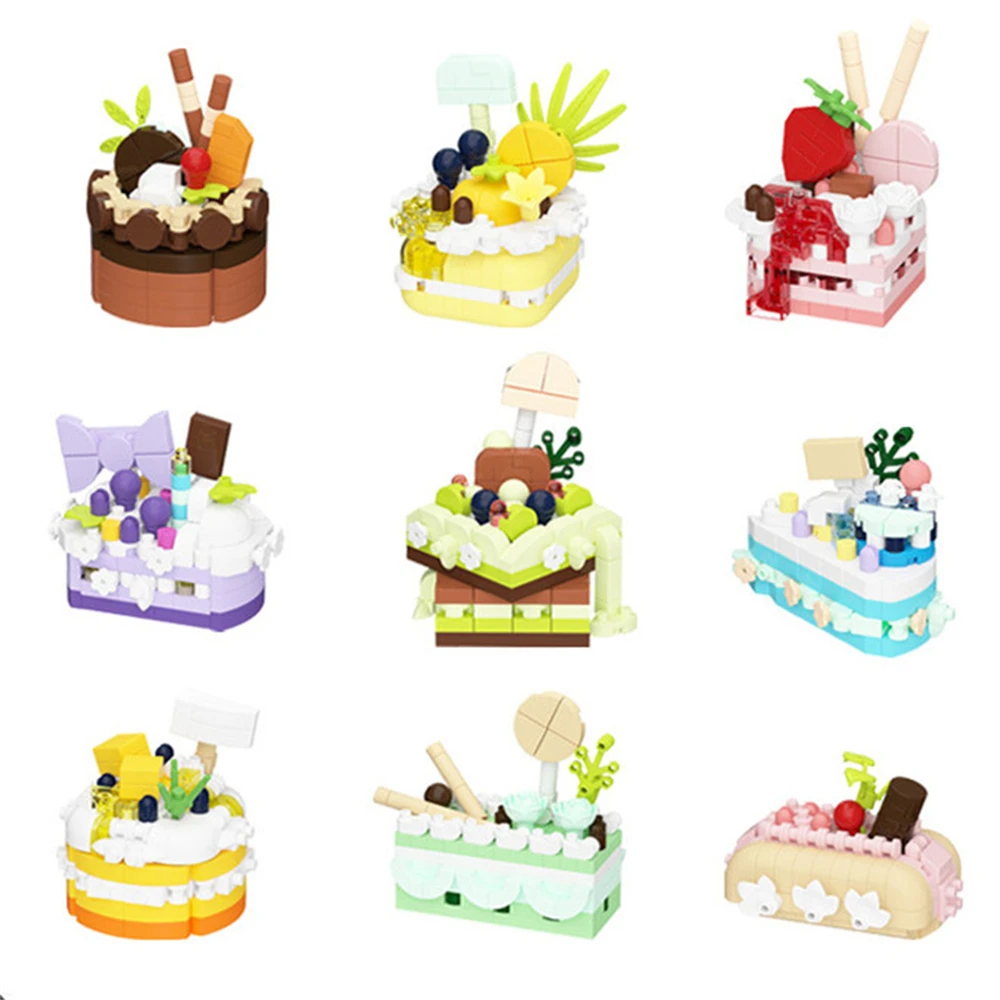 

Creativity Birthday Cake Dessert Party Model Micro Building Blocks Home Decoration Assemble Bricks Toys Kids Girl Gifts