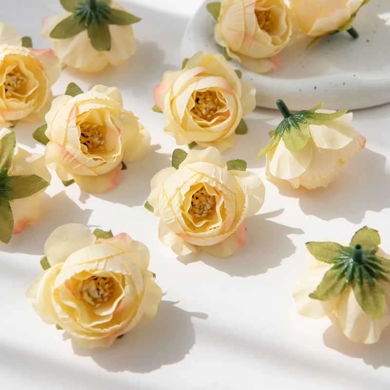 10 Stück Künstliche Blumen für Scrapbooking, Hochzeitsdekoration, Valentinstagsgirlande, Heimdekoration, Kunstseiden-Pfingstrosen, Gartenrosenbogen – Detail 8
