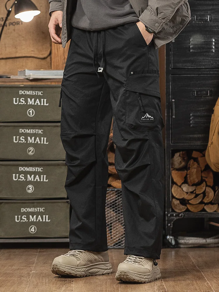 

Bla универсальные американские прямые рабочие брюки в стиле ретро, мужские весенние новые свободные повседневные брюки из дышащего полиэфирного волокна