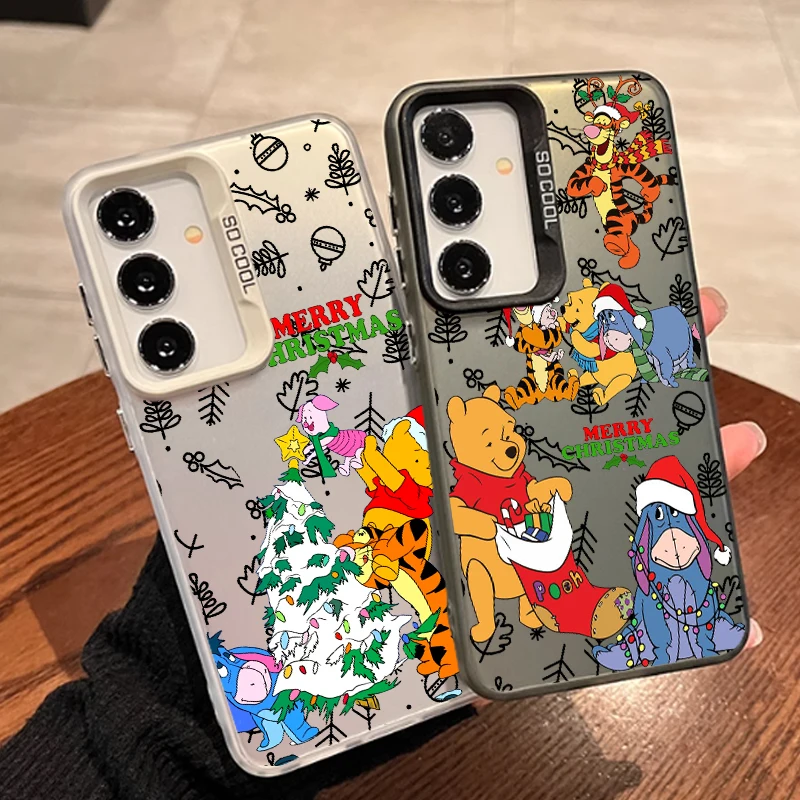 Winnie the Pooh Cute For Samsung A73 A72 A71 A53 A52 A51 A33 A54 A34 A35 A36 A55 A56 A26 5G Colorful Silver Phone Case