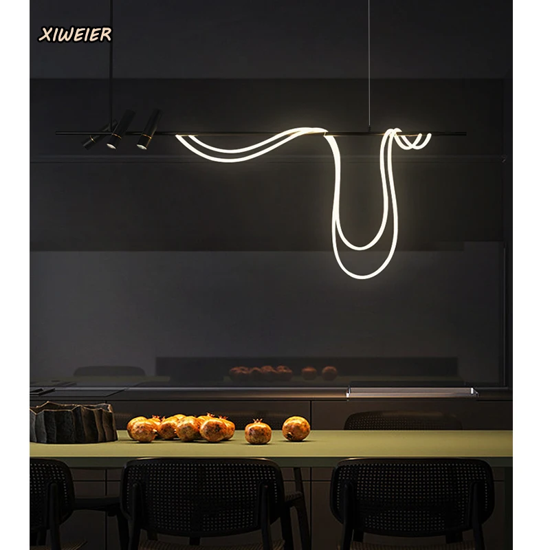 Restaurant Lamp Nordic Designer Extreem Eenvoudige Lange Arc Lamp Met Led Spotlight Bar Bureau Kroonluchter