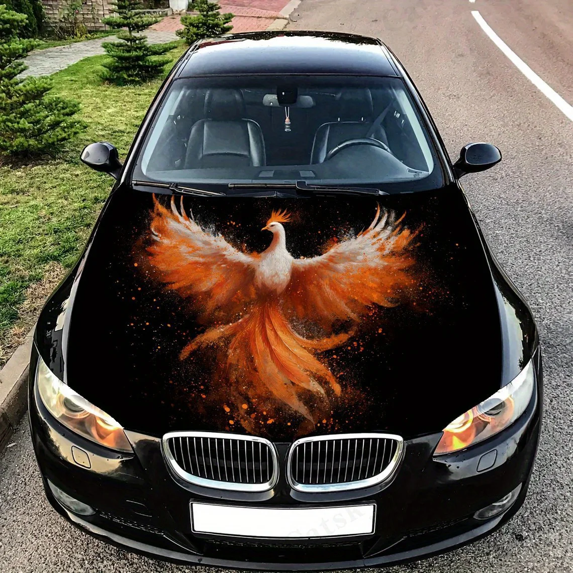 

Phoenix in Flames Car Hood Decal Sticker - Durable PVC Vinyl Protective Film, Ideal Gift For Car Enthusiasts, Car Decoration | R