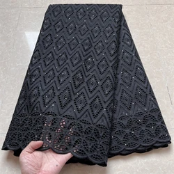 2023 Latest High Quality African Nigerian Pure Tulle Damask Lace Fabric Embroidery Party Dress Sequins Cotton Cloth 5yards