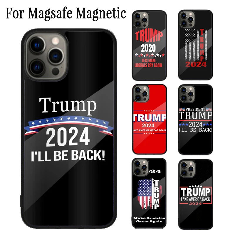 Trump 2024 Magnetic Phone Case Coque For iPhone 16 15 14 Plus 13 12 Mini 11 Pro Max Magsafe Wireless Charging Cover Capa