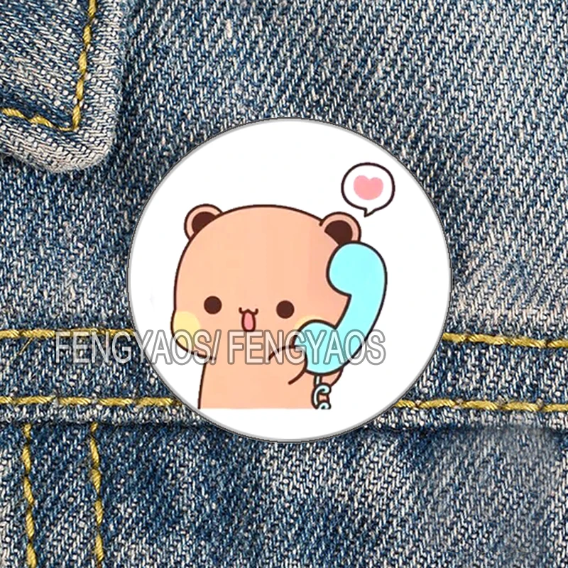 Stainless Steel Cute Panda and Bear Bubu Dudu Pin Lovely Cratoon Animal Brooches Shirt Lapel Bag Badge