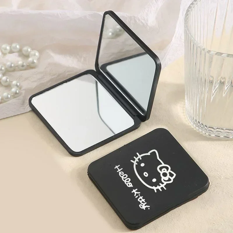 Sanrio Anime Small Mirror Hello Kitty Cinnamoroll Makeup Mirror Double-sided Folding Mini Kawaii Handheld Folding Mirror