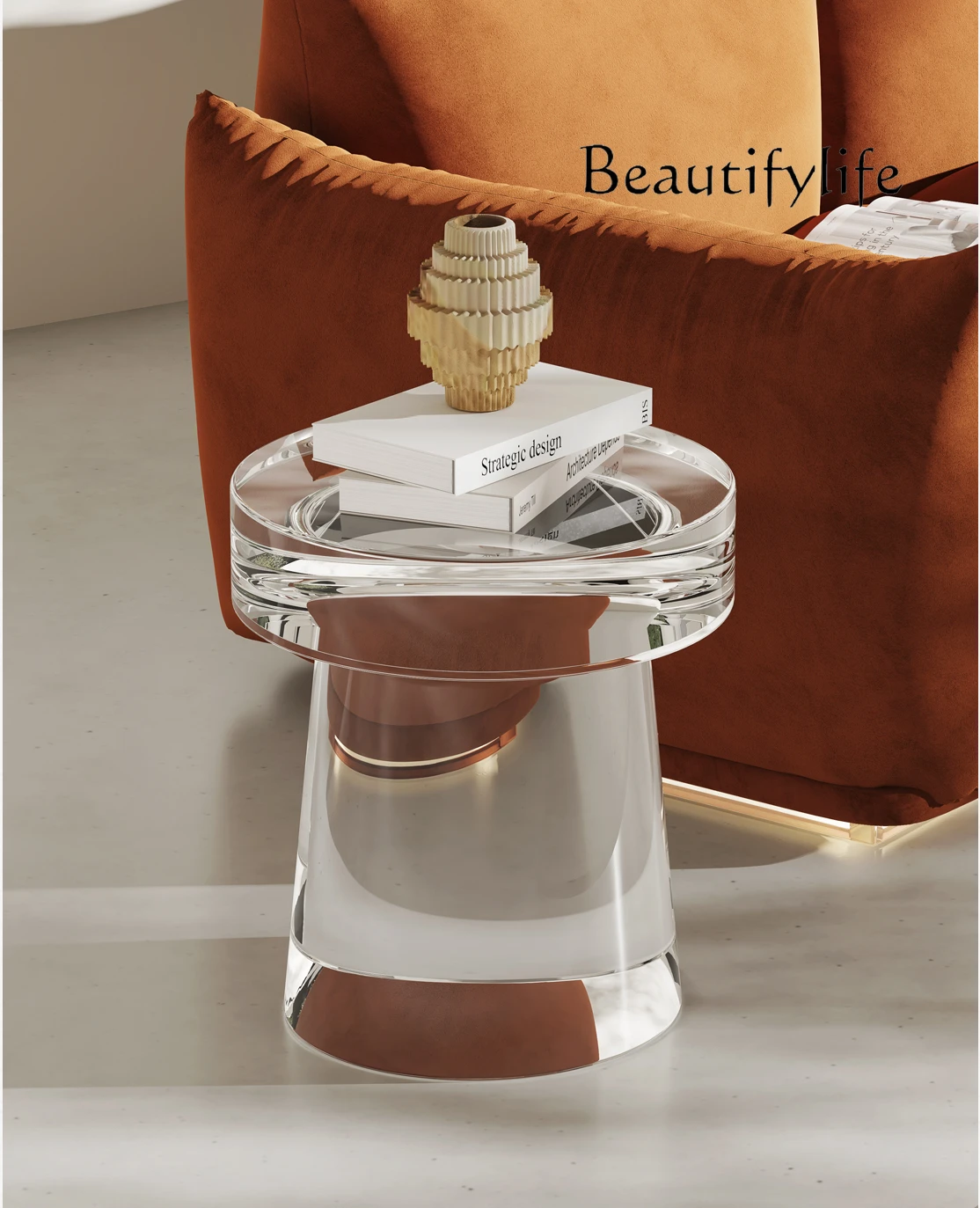 Italian Minimalist Acrylic round Tea Table Living Room Home Modern Light Luxury Transparent Sofa Side Table