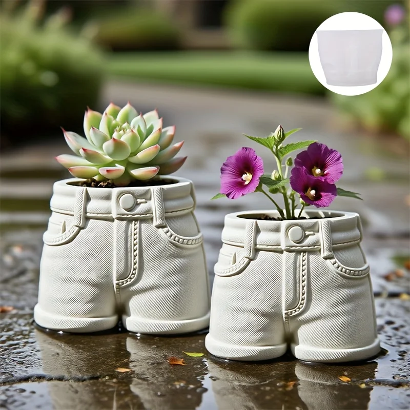 1Fashionable denim-style silicone molds, sold individually，Features realistic denim and shorts pocket design，Suitable for beginn