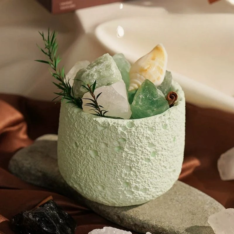 Creative Round Concrete Flowerpot Silicone Molds Moon Texture Storage Jar Container DIY Mini Cement Plants Pot Mould