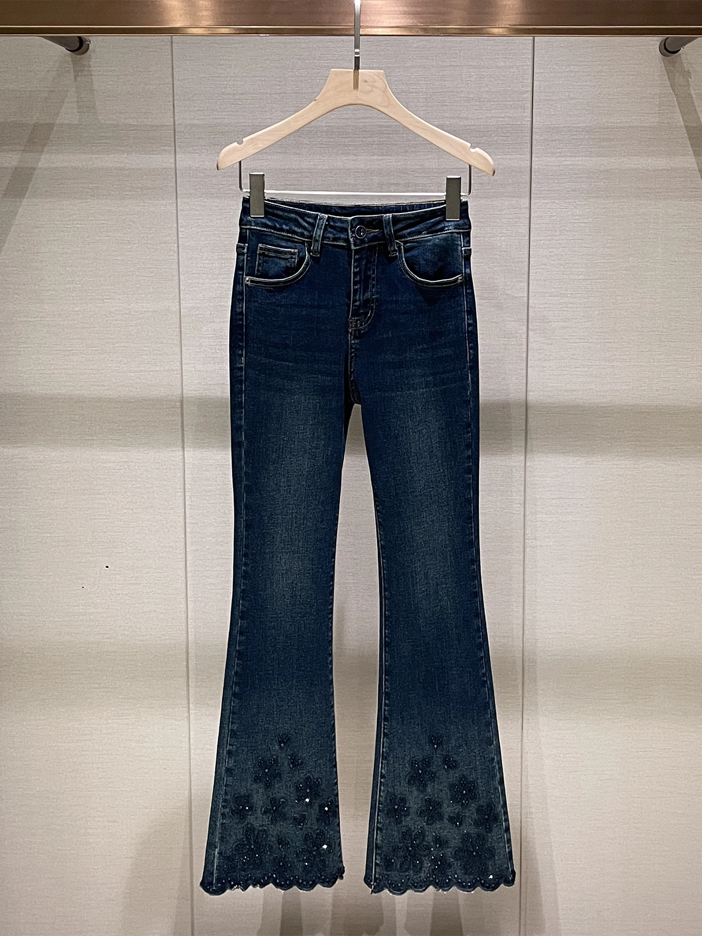 

Ретро-джинсы с высокой талией и расклешенным низом в американском стиле, с эффектом потертости, прямые брюки, повседневные, осенняя новинка