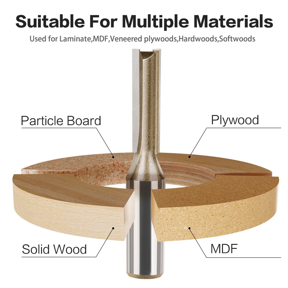 1/4 6.35MM 3-25mm Professiona Straight Bit Tungsten Carbide Single Double Flute Router Bit Wood Milling Cutter for Woodwork Tool