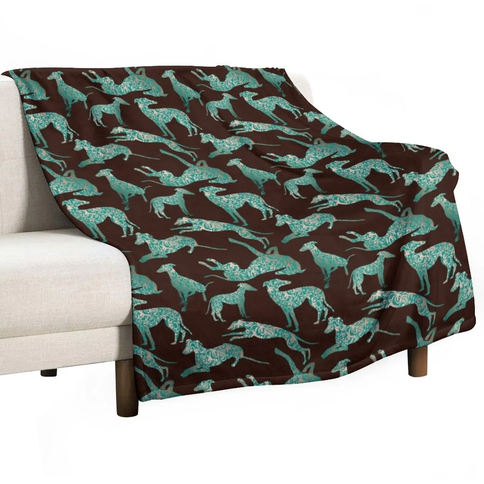 Teal and Copper Greyhounds Throw Blanket For Sofa Thin Bed covers Thermal Blankets