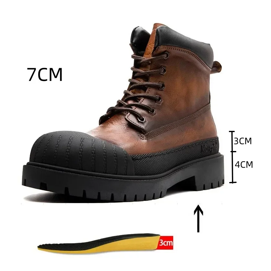 Crashproof Anti Collision Toe Retro British Style Outdoor Boots Genuine Leather High Top Climbing Shoes Men