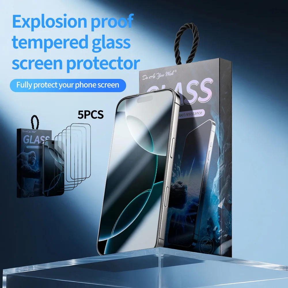 

5 шт. закаленное стекло для iPhone 17 Air 17 16 15 14 Pro Max защитная пленка для экрана HD против царапин взрывозащищенная закаленная пленка