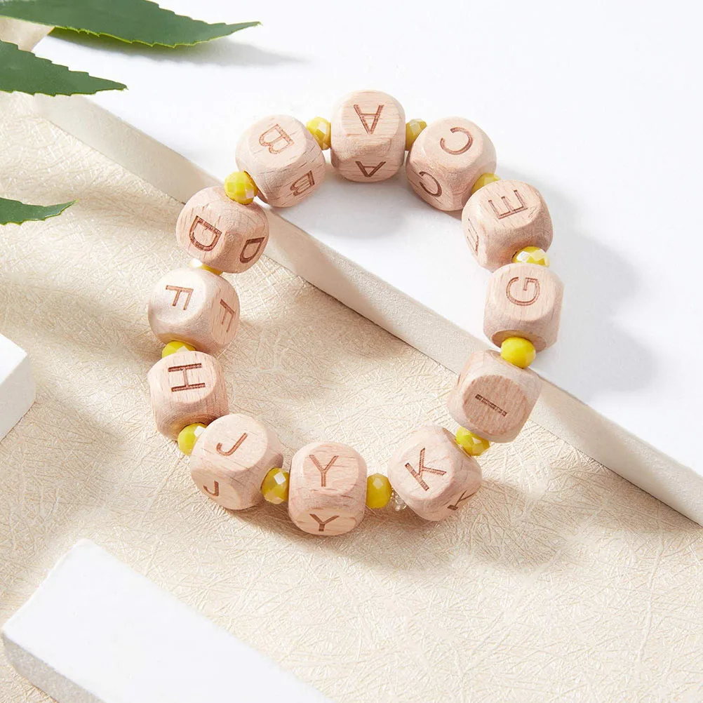 

26 Letter Beads A Z 12mm Square Wooden Alphabets Lightweight Bracelet DIY Decorative Multi function Jewelry Making Beads