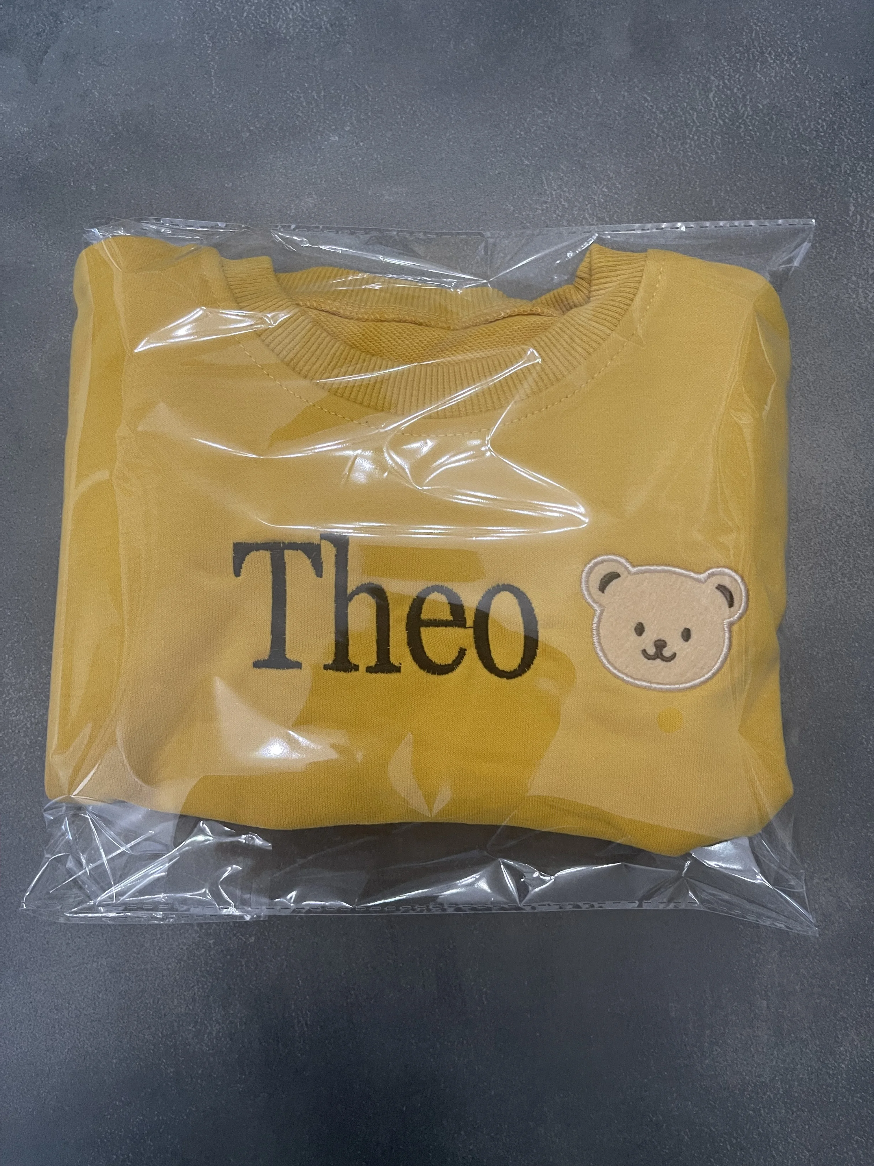 Embroidered Teddy Bear Round Neck Sports Set Name Custom Newborn Baby Cotton Baby Casual Cartoon Two-Piece Gift Pack