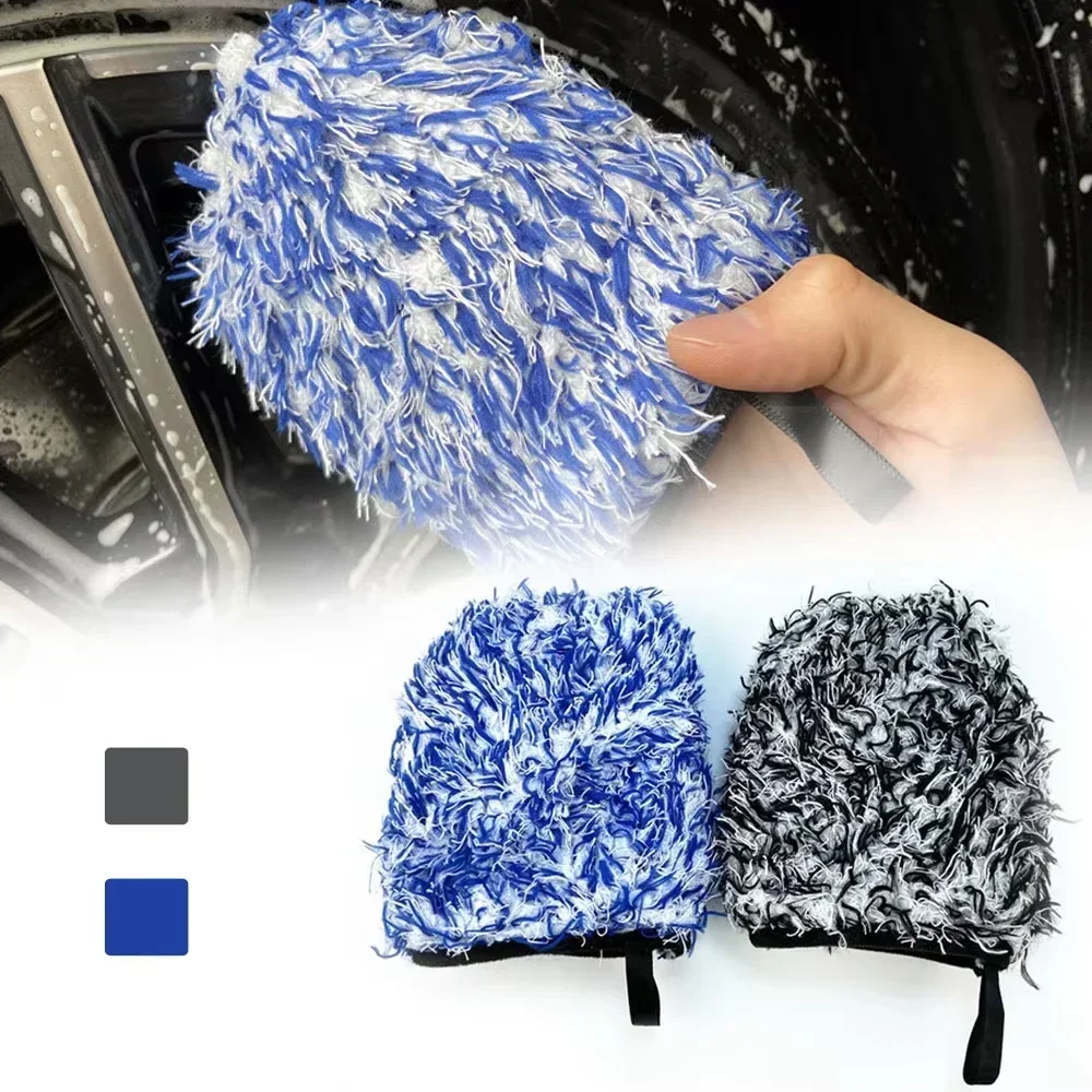 Car Wash Gloves Microfiber Double-sided Wheel Detailer Wash Glove Car Wash Tool Accessry High Density Absorbancy Glove