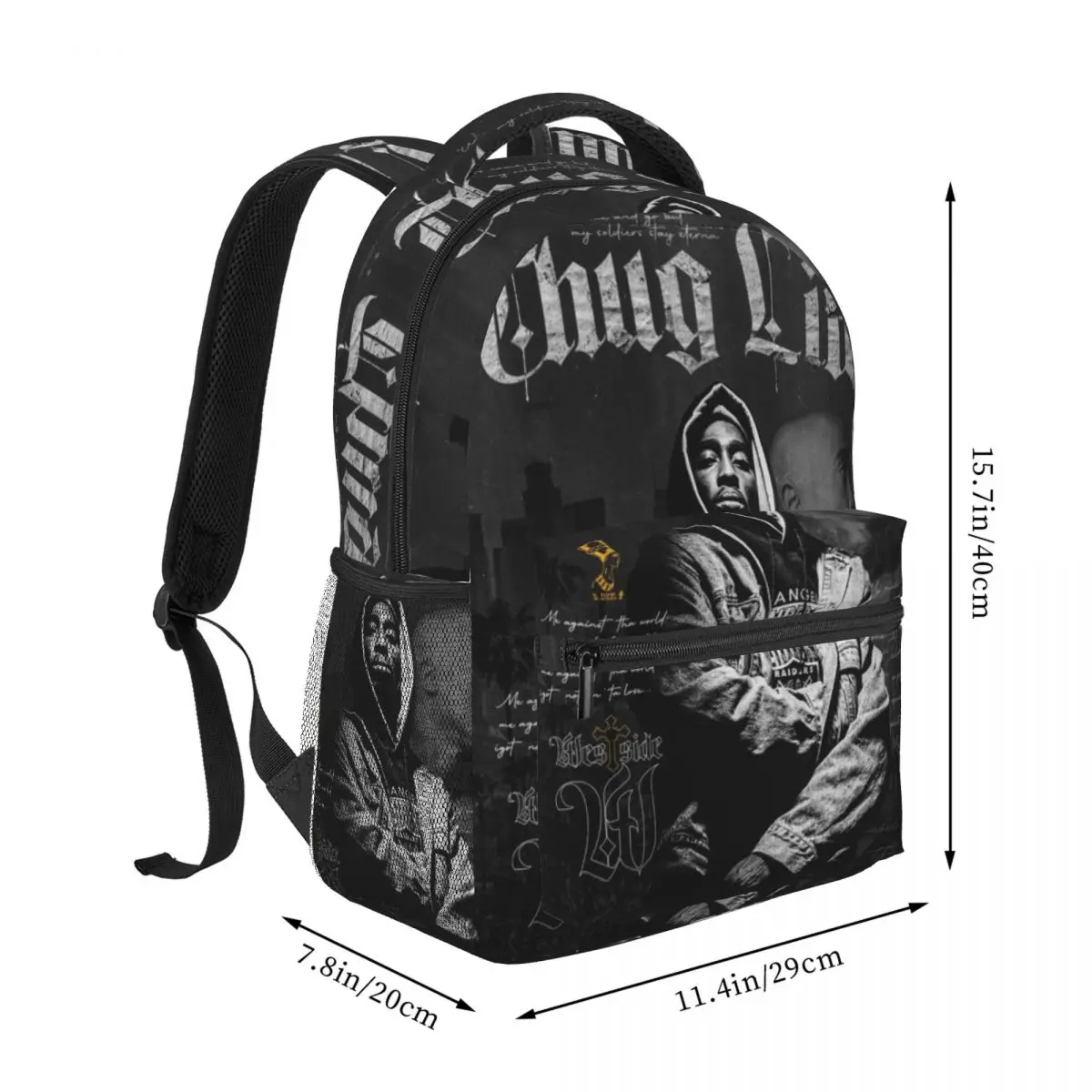 Tupac 2pac For Girls Boys Large Capacity Student Backpack Lightweight waterproof Backpack 16in