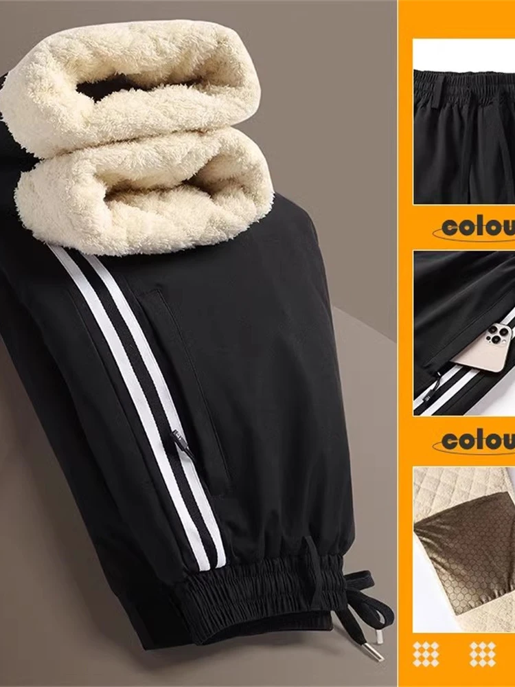 

Мужские спортивные брюки Thiened Fce на осень-зиму, прямые брюки из овечьего бархата с манжетами, повседневные брюки, молодежные, износостойкие