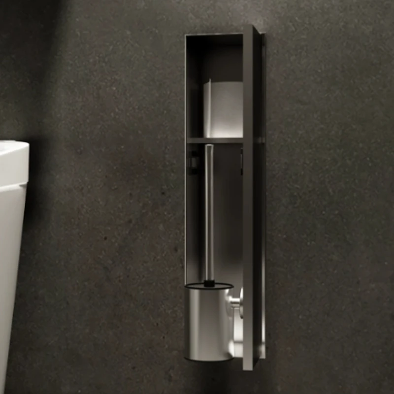 Toilet stainless steel recessed shelf niche toilet toilet brush with door bathroom tissue holder hidden niche