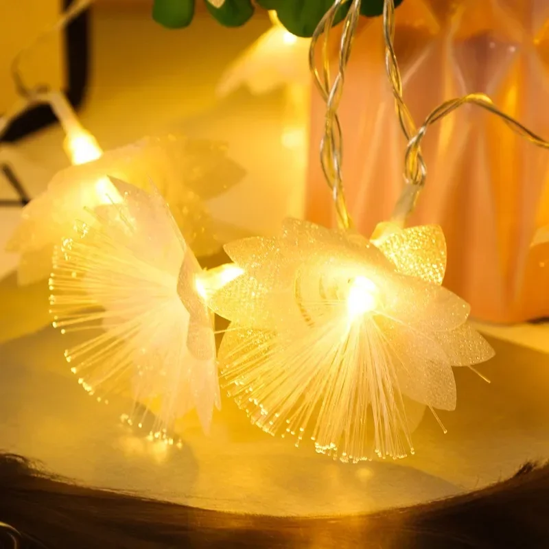 3/1.5M LED Fairy Light String Fiber Optic Flower Light Battery-operated Garland Xmas Wedding Party New Year Decor String Lamp