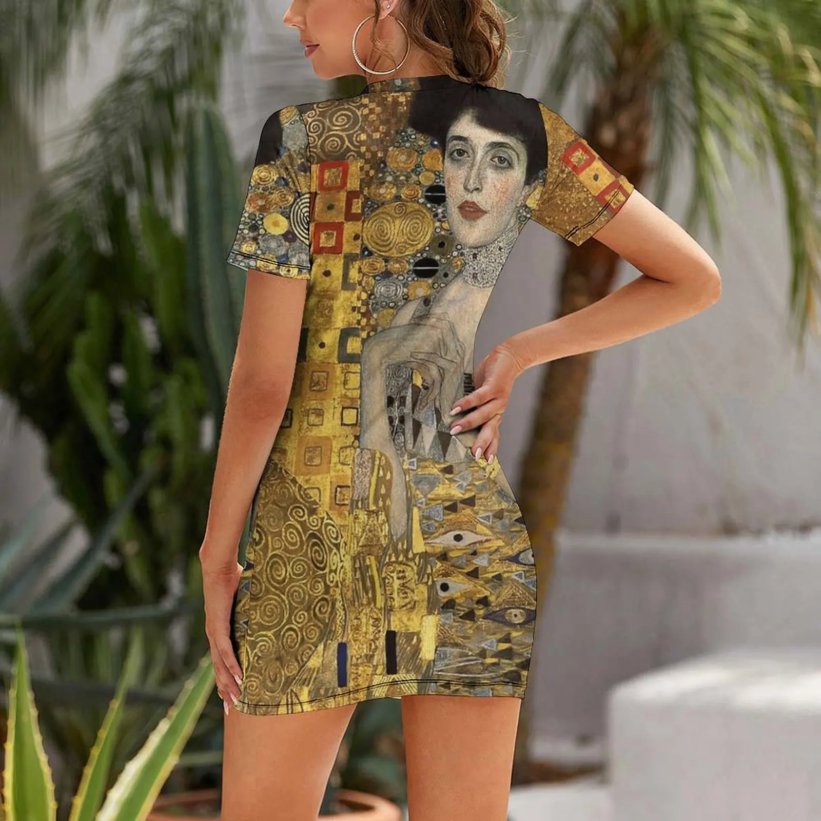 Gustav Klimt, Adele Bloch-Bauer Short Sleeved Dress birthday dress for women long sleeve dress