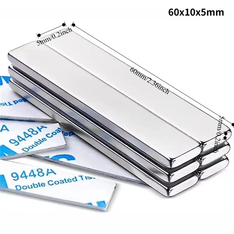 N52 60x10x5 super power double-side tape Neodymium Magnet Strong standard Magnetic Motor Engine Search Custmised office craft
