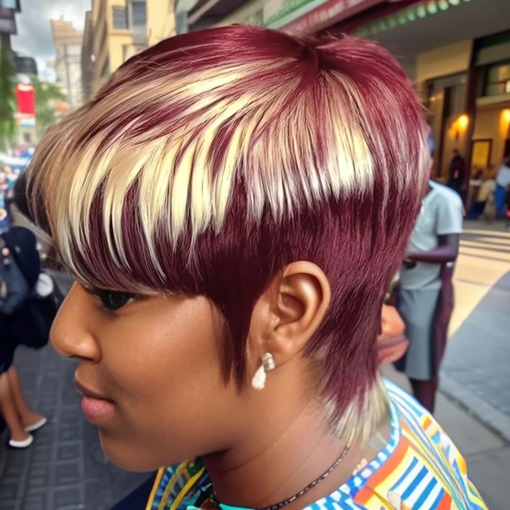 99J/613 금발 색상 짧은 레이어드 픽시컷 전체 머신메이드 가발