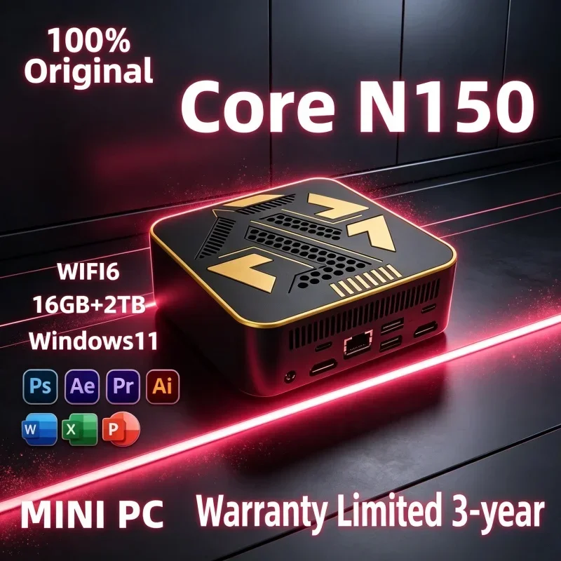 Hot Selling Mini PC721 Black Gold Style Core N150 Original Mini Host Energy Saving PC For Household Work & Daily Entertainment