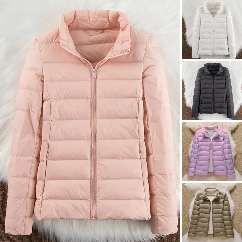 Warm dames donsjack met ronde hals Veelzijdige lichtgewicht en dunne zelfontplooiing katoenen gewatteerde damesjas